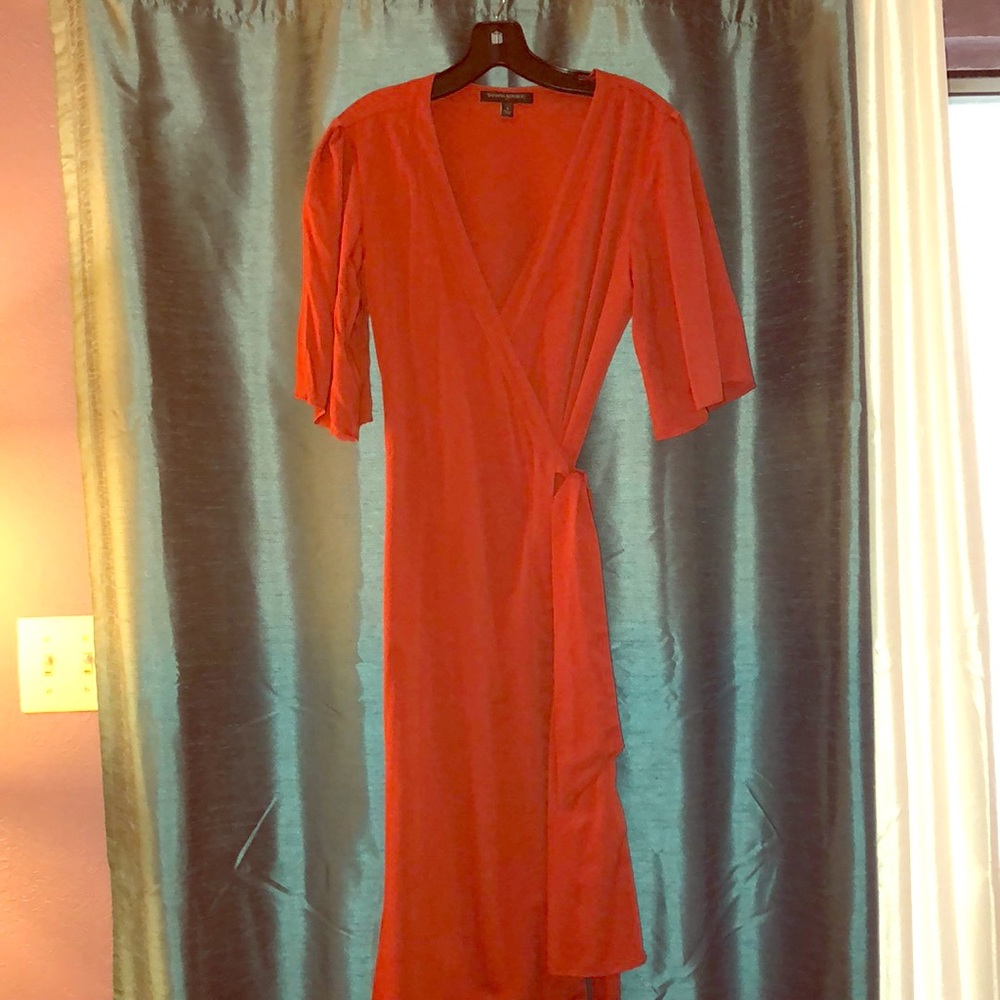Banana Republic burnt orange wrap dress.